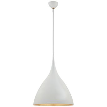 Agnes Medium Pendant in Plaster White with Gild Interior