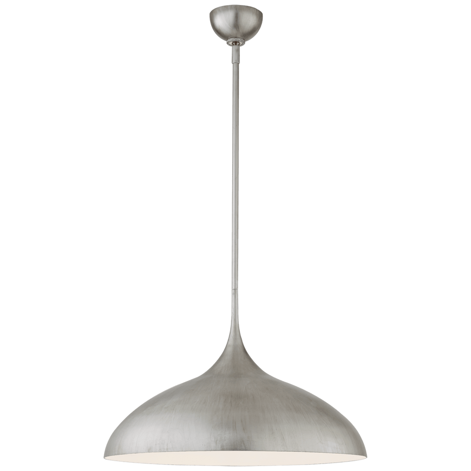 Agnes Large Pendant in Burnished Silver Leaf with White Interior