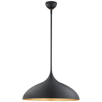 Agnes Large Pendant in Matte Black with Gild Interior