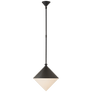 Sarnen Small Pendant in Matte Black with White Glass