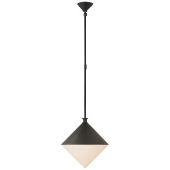 Sarnen Small Pendant in Matte Black with White Glass