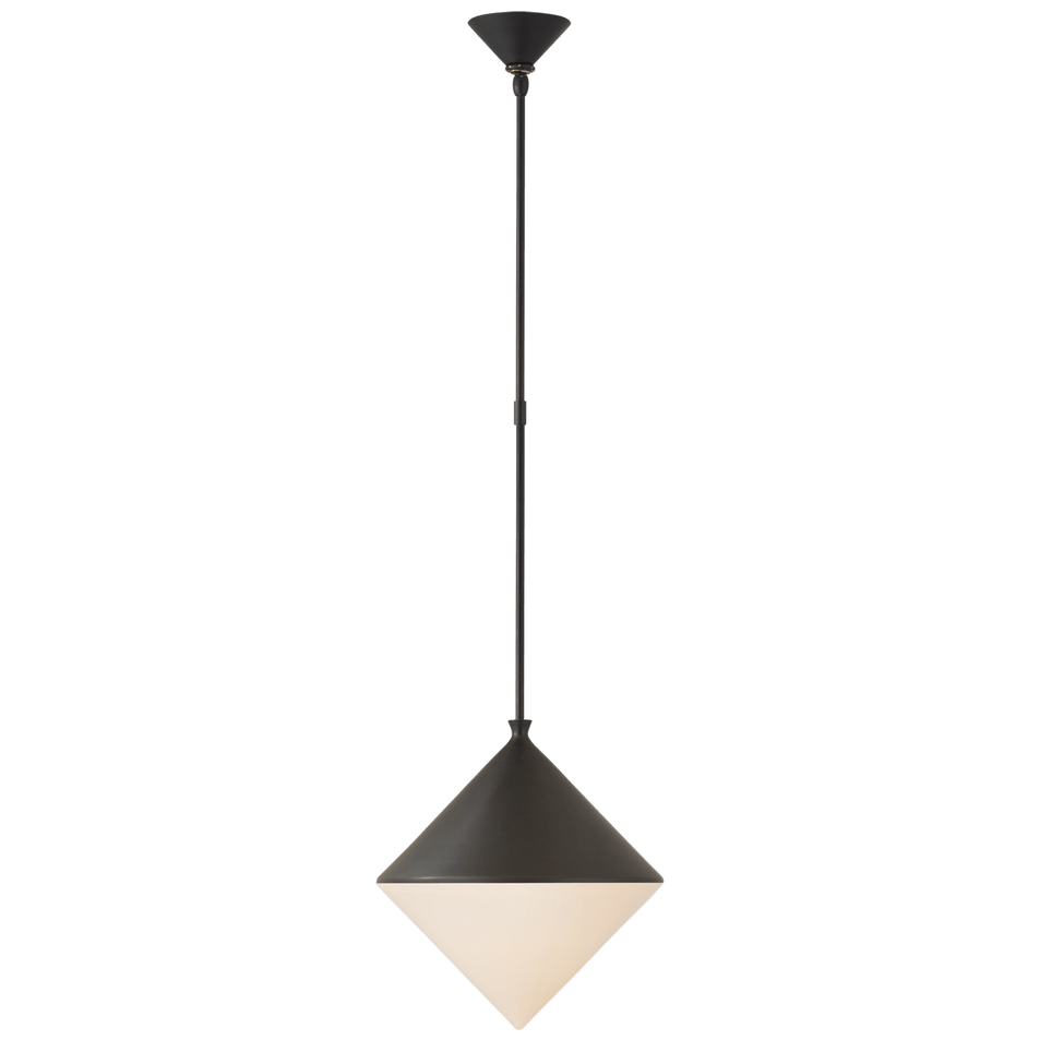 Sarnen Medium Pendant in Matte Black with White Glass