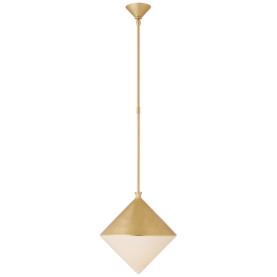 Sarnen Medium Pendant in Gild with White Glass