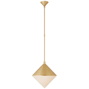 Sarnen Medium Pendant in Gild with White Glass