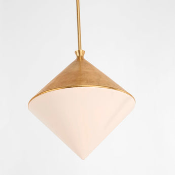 Sarnen Medium Pendant in Gild with White Glass