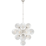 Cristol Large Tiered Chandelier in Polished Nickel with White Strie Glass