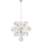 Cristol Large Tiered Chandelier in Polished Nickel with White Strie Glass