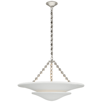 Mollino Medium Tiered Chandelier in Polished Nickel with Plaster White Shade