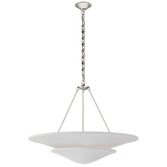 Mollino Large Tiered Chandelier in Polished Nickel with Plaster White Shade