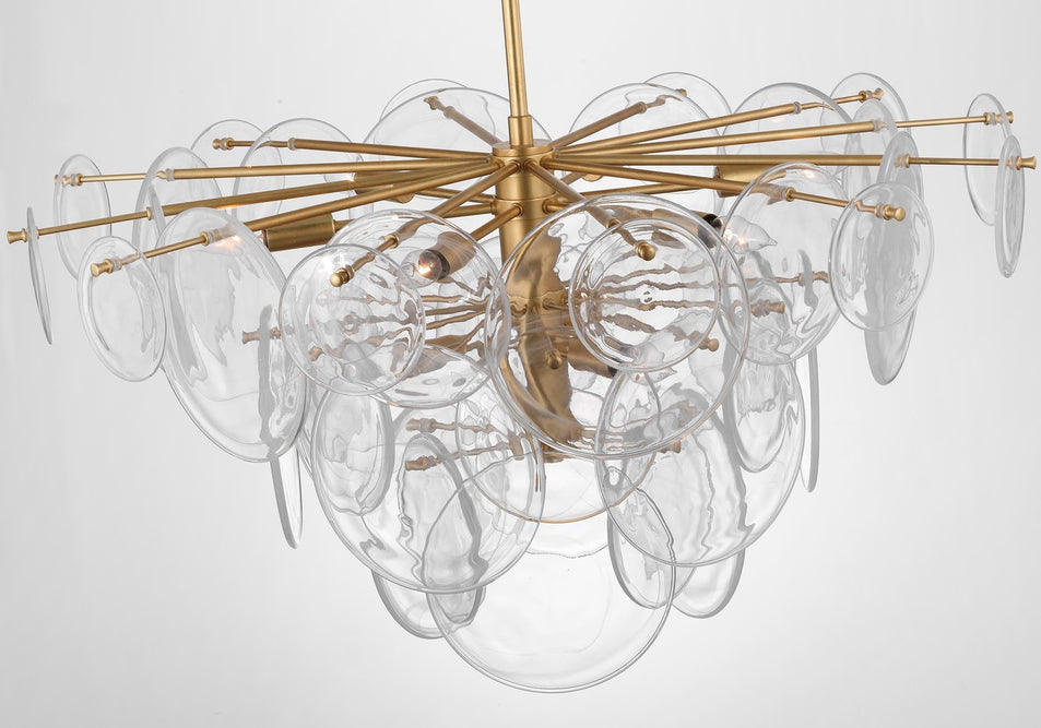 Loire Large Chandelier in Gild with Clear Strie Glass