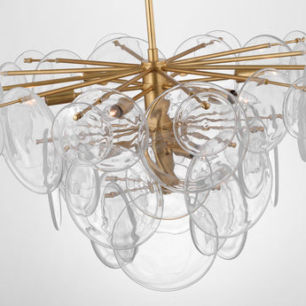 Loire Large Chandelier in Gild with Clear Strie Glass