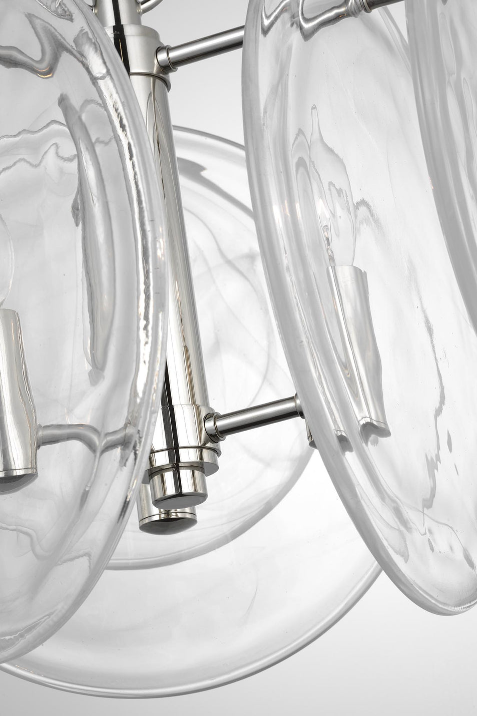 Loire Petite Chandelier in Polished Nickel with Clear Strie Glass