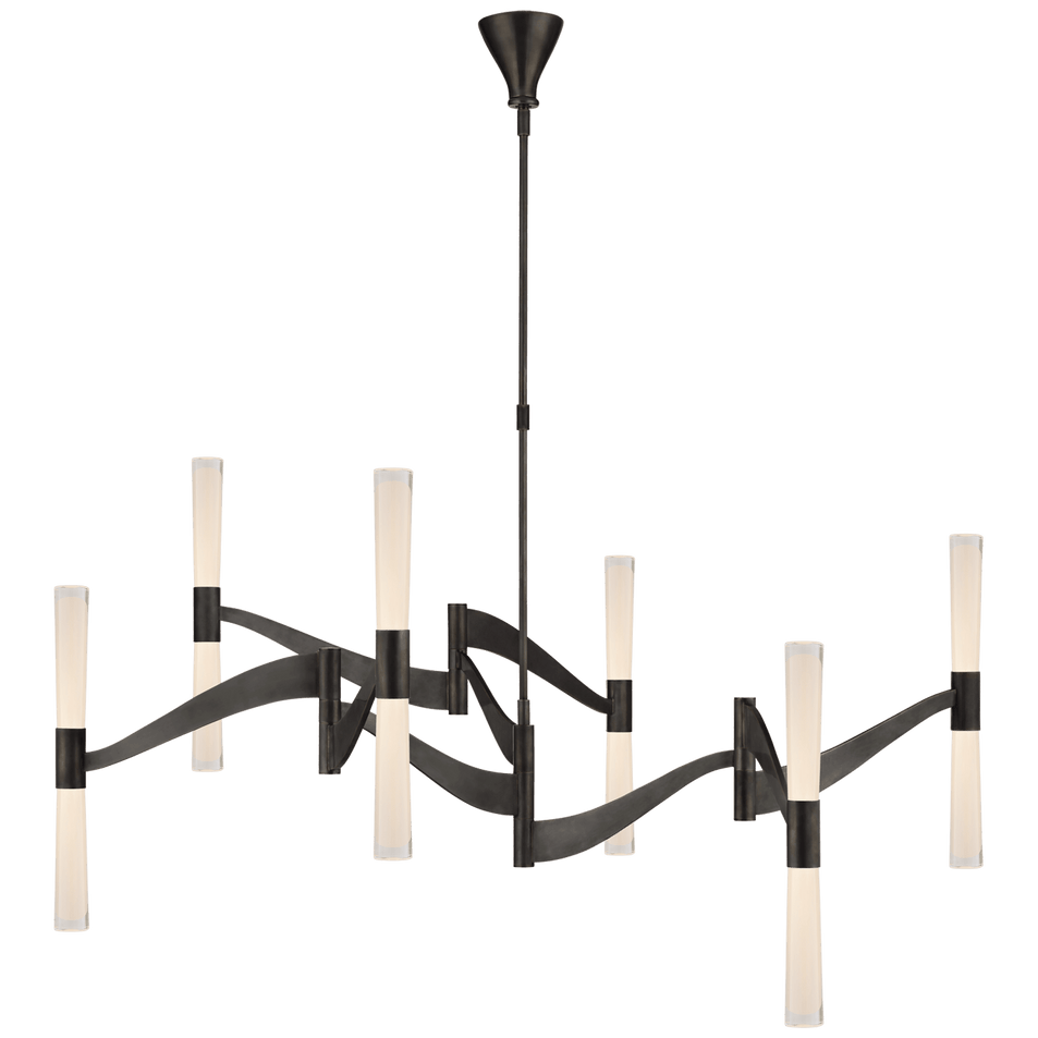 Brenta Grande Chandelier in Bronze with White Glass