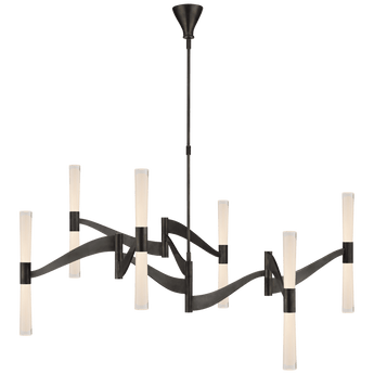 Brenta Grande Chandelier in Bronze with White Glass