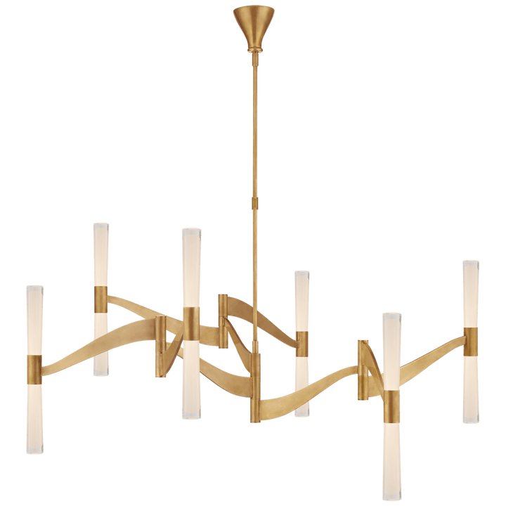 Brenta Grande Chandelier in Hand-Rubbed Antique Brass with White Glass