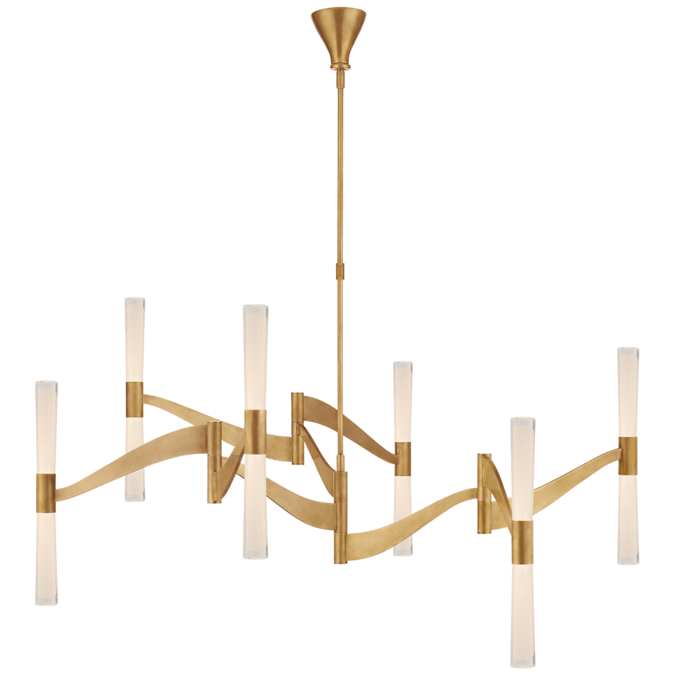 Brenta Grande Chandelier in Hand-Rubbed Antique Brass with White Glass