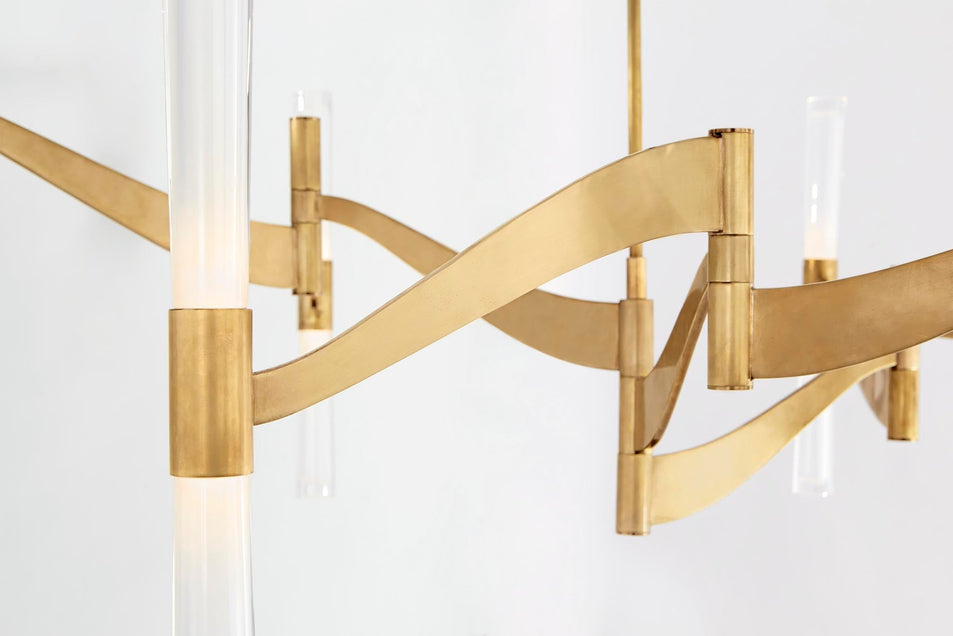 Brenta Grande Chandelier in Hand-Rubbed Antique Brass with White Glass