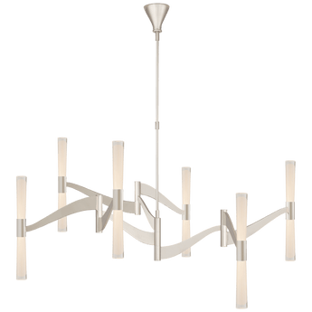 Brenta Grande Chandelier in Polished Nickel with White Glass