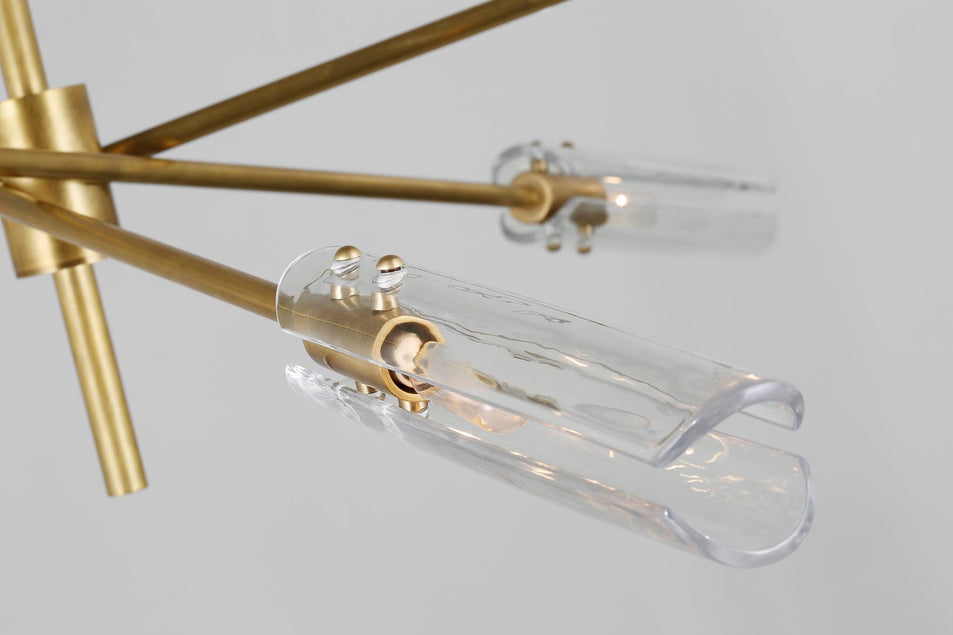 Casoria XL Radial Chandelier in Hand-Rubbed Antique Brass with Clear Glass