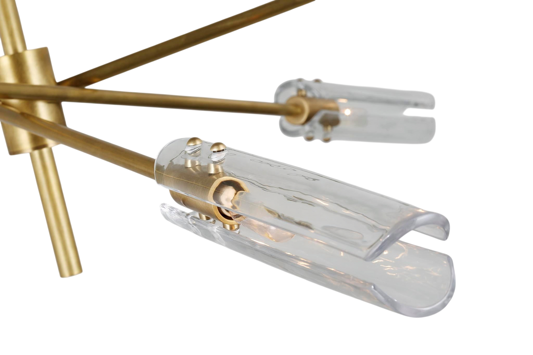 Casoria XL Radial Chandelier in Hand-Rubbed Antique Brass with Clear Glass