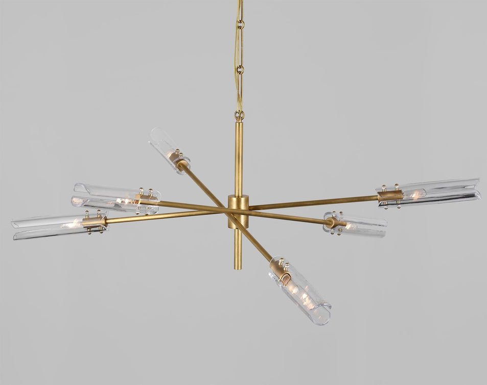 Casoria XL Radial Chandelier in Hand-Rubbed Antique Brass with Clear Glass