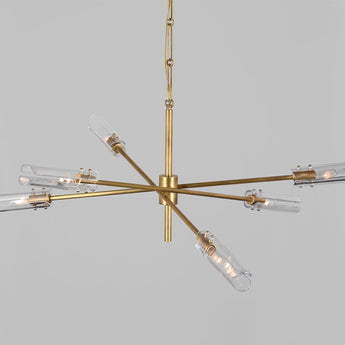 Casoria XL Radial Chandelier in Hand-Rubbed Antique Brass with Clear Glass