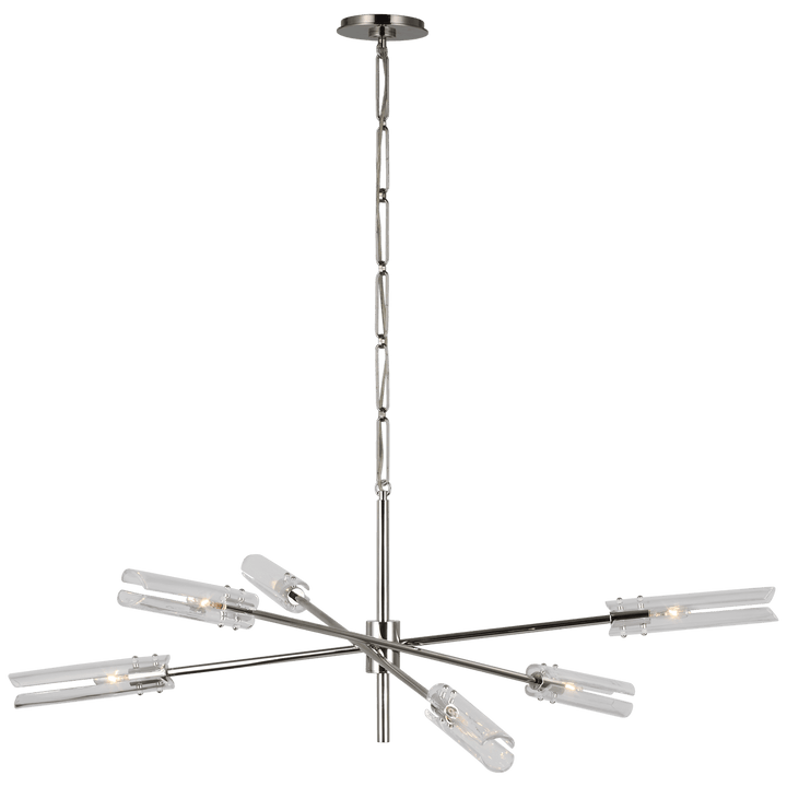 Casoria XL Radial Chandelier in Polished Nickel with Clear Glass