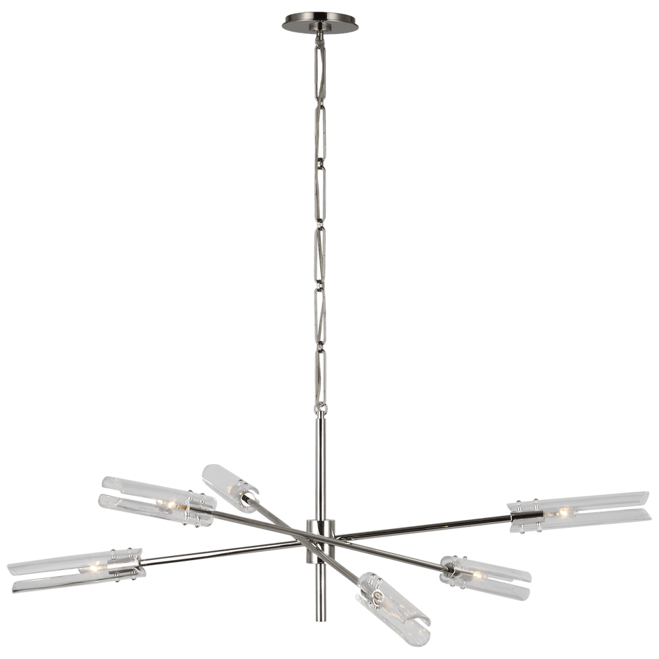 Casoria XL Radial Chandelier in Polished Nickel with Clear Glass