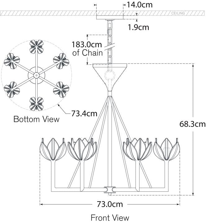 Alberto Small Low Ceiling Chandelier Blueprint