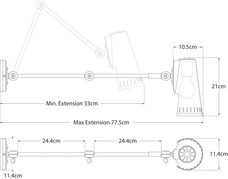 Antonio Adjustable Two Arm Wall Lamp Blueprint