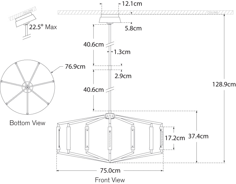 Lampadario Profilo Basso 30" Appareil Progetto