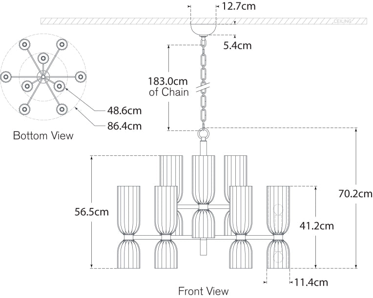 Lampadario a due livelli medio Asalea Progetto