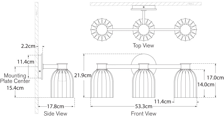 Luce da vanity Asalea tripla Progetto