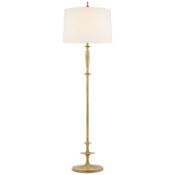 Lotus Floor Lamp in Gild with Linen Shade