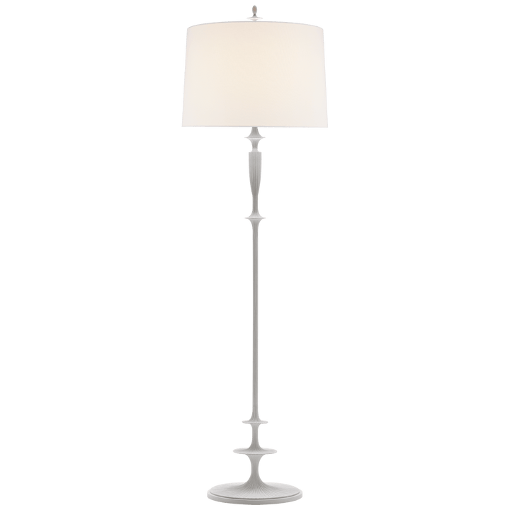 Lotus Floor Lamp in Plaster White with Linen Shade