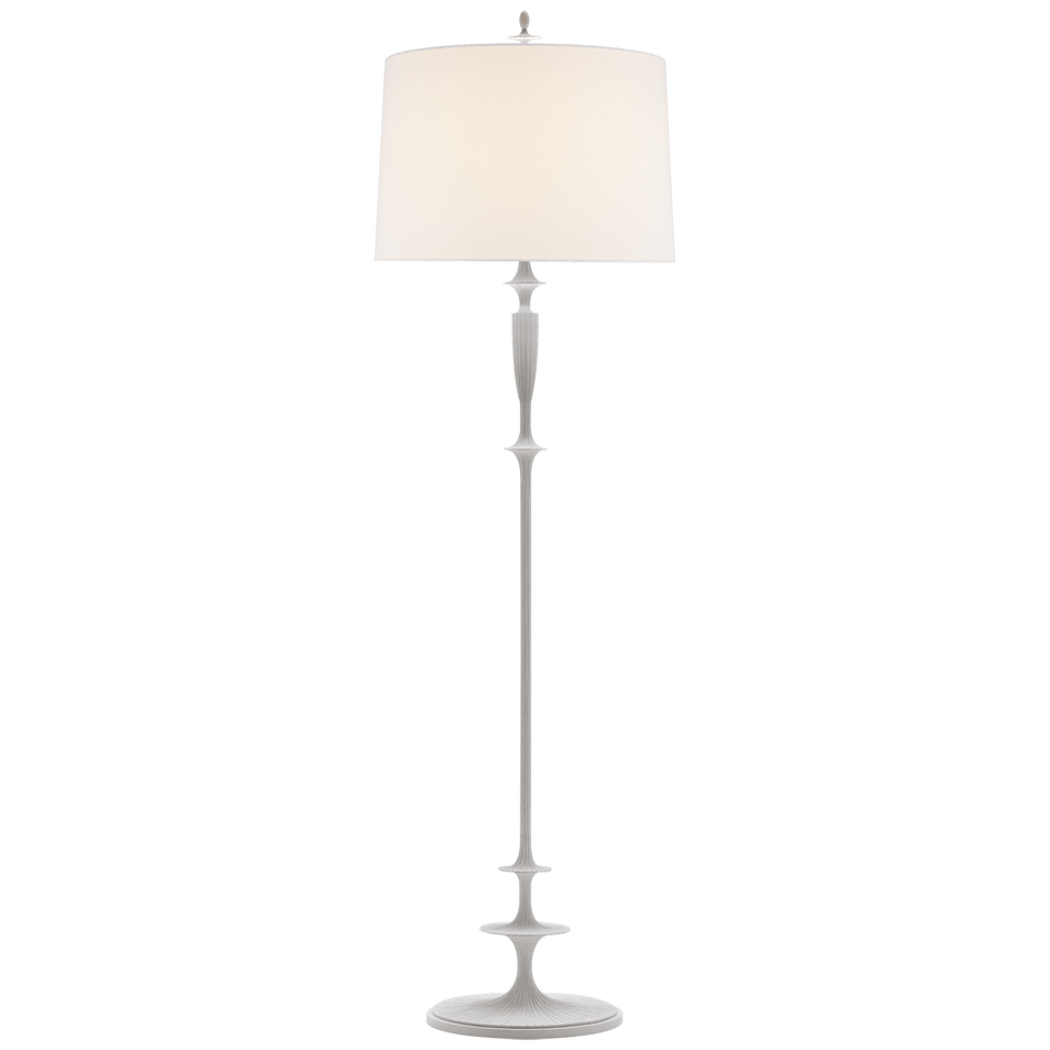 Lotus Floor Lamp in Plaster White with Linen Shade