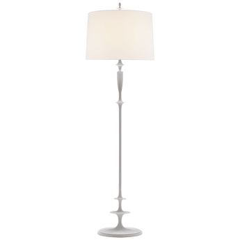 Lotus Floor Lamp in Plaster White with Linen Shade