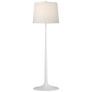 Oscar Large Sculpted Floor Lamp in Plaster White with Linen Shade