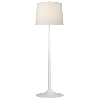 Oscar Large Sculpted Floor Lamp in Plaster White with Linen Shade