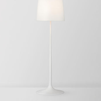 Oscar Large Sculpted Floor Lamp in Plaster White with Linen Shade