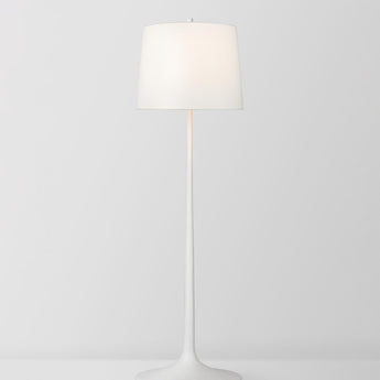 Oscar Large Sculpted Floor Lamp in Plaster White with Linen Shade