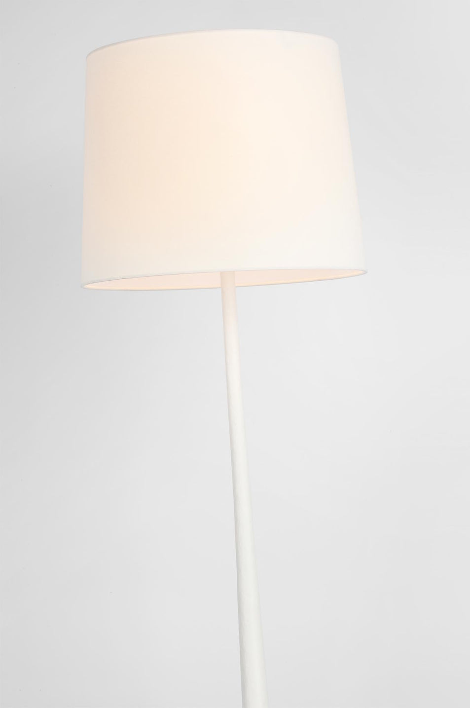 Oscar Large Sculpted Floor Lamp in Plaster White with Linen Shade