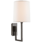 Aspect Library Sconce in Bronze with Ivory Linen Shade