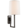 Aspect Library Sconce in Bronze with Ivory Linen Shade