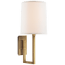 Aspect Library Sconce in Soft Brass with Ivory Linen Shade