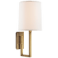 Aspect Library Sconce in Soft Brass with Ivory Linen Shade