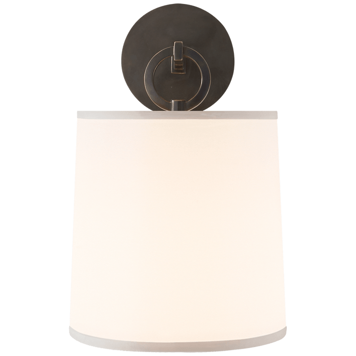 French Cuff Sconce in Bronze with Silk Shade