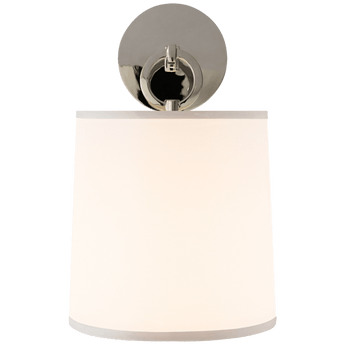 French Cuff Sconce in Polished Nickel with Silk Shade