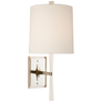 Refined Rib Sconce in China White and Polished Nickel with Linen Shade