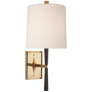 Refined Rib Sconce in Ebony Resin and Soft Brass with Linen Shade